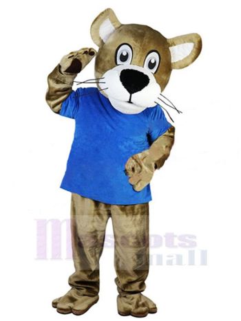 Lovely Leopard Mascot Costume in Blue T-Shirt