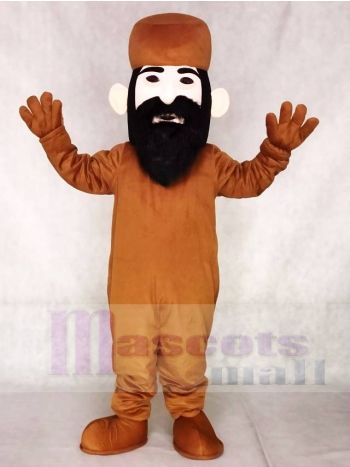 Mountain Man Mascot Costume in Brown Fur