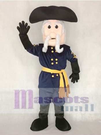 Navy Blue Commander Mascot Costume with Yellow Sash