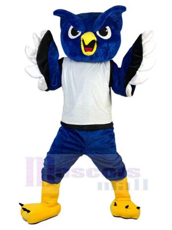 Navy Blue Owl Mascot Costume with White Tank Top