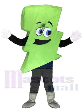 Neon Green Lightning Bolt Mascot Costume
