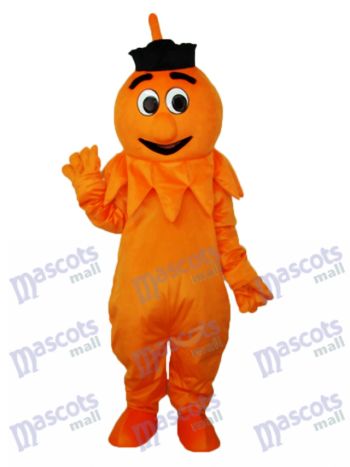 Orange Monster Mascot Costume with Black Top Hat
