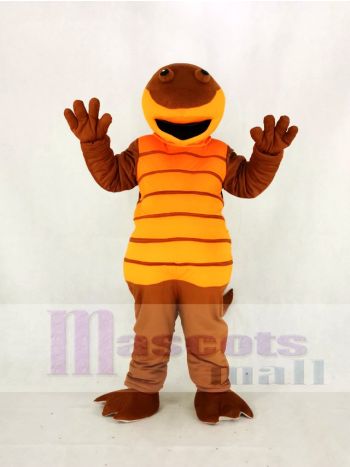 Orange Salamander Mascot Costume with Striped Belly
