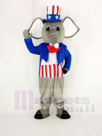 Patriotic Elephant Mascot Costume with Top Hat