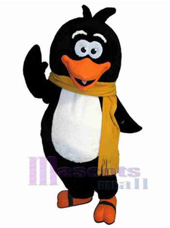Penguin Mascot Costume with Gold Scarf