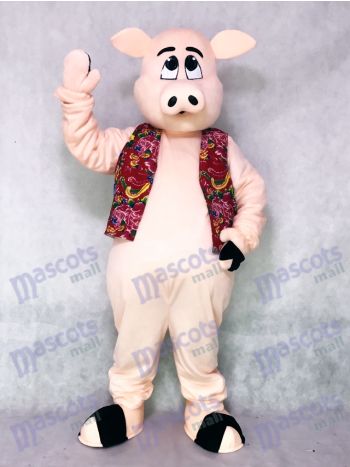 Pig Mascot Costume with Hawaiian Vest