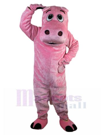 Pink Hippo Mascot Costume