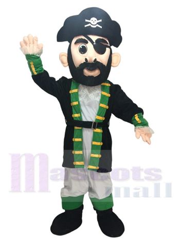 Pirate Mascot Costume with Green Coat
