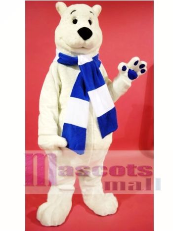 Polar Bear Mascot Costume with Scarf