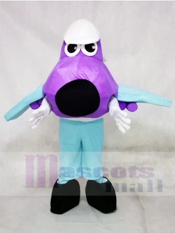 Purple and Blue Airplane Mascot Costume