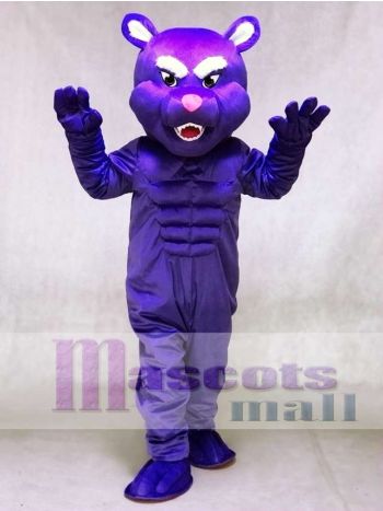 Purple Muscle Panther Mascot Costume