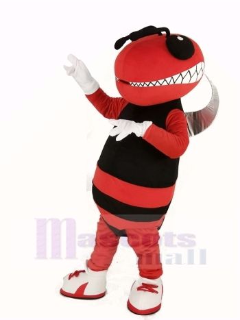 Red and Black Hornet Mascot Costume with Striped Legs