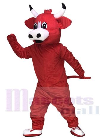 Red Bull Mascot Costume with White Muzzle