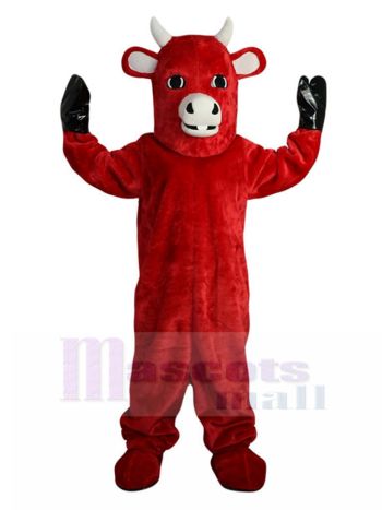 Red Calf Mascot Costume with White Face