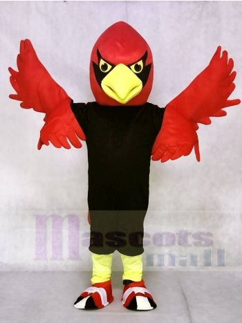 Red Cardinal Mascot Costume with Black Chest