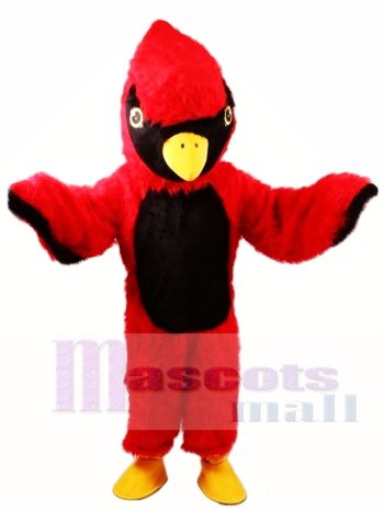 Red Cardinal Mascot Costume with Black Face Mask