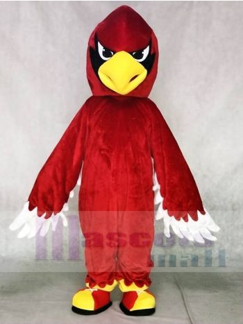 Red Cardinal Mascot Costume with White-Tipped Wings