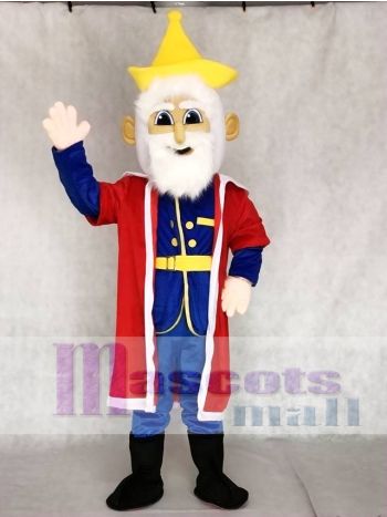 Red Cloak King Mascot Costume with Gold Crown