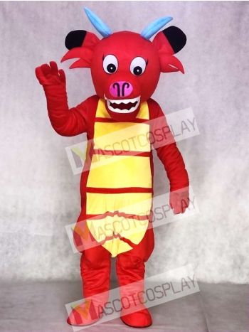 Red Dragon Mascot Costume with Yellow Belly