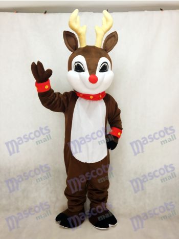 Red-Nose Christmas Reindeer Mascot Costume