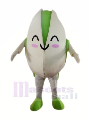 Smiling Pistachio Mascot Costume in Shell