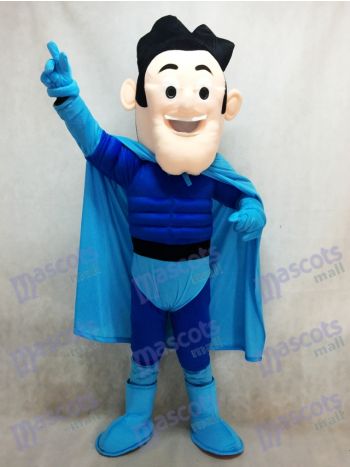 Super Hero Mascot Costume with Blue Cape