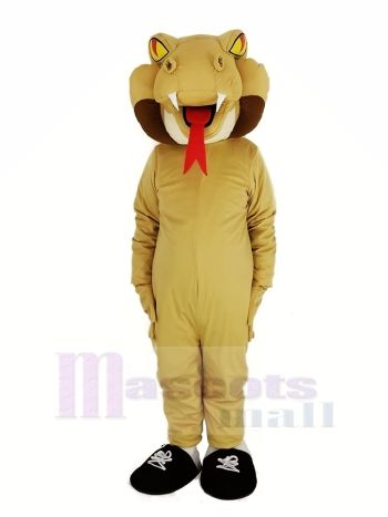 Tan Cobra Snake Mascot Costume with Red Tongue
