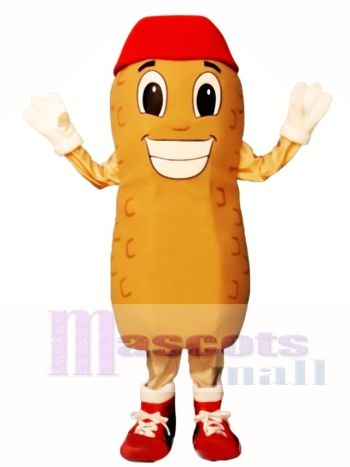 Tan Peanut Mascot Costume with Red Cap