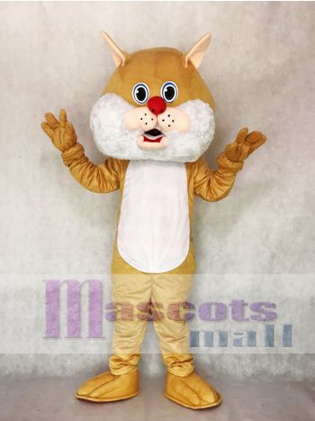 Tan Wildcat Mascot Costume with White Cheeks