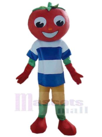 Tomato Mascot Costume with Striped Shirt