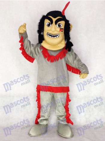 Tribal Warrior Mascot Costume with Red Feather