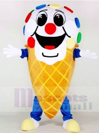 Vanilla Ice Cream Cone Mascot Costume with Sprinkles