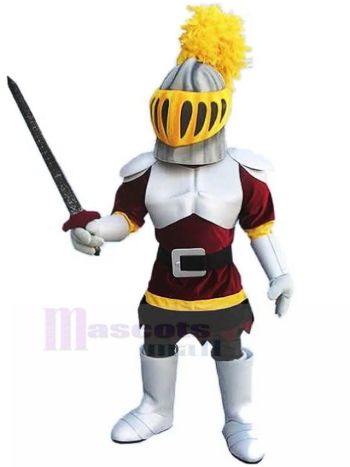 White and Red Roman Knight Mascot Costume