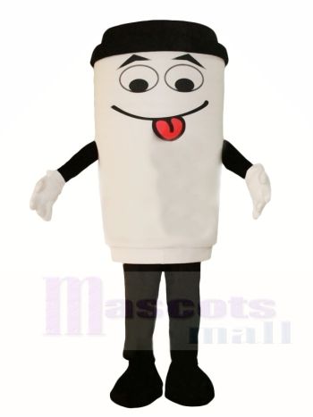 White Coffee Cup Mascot Costume