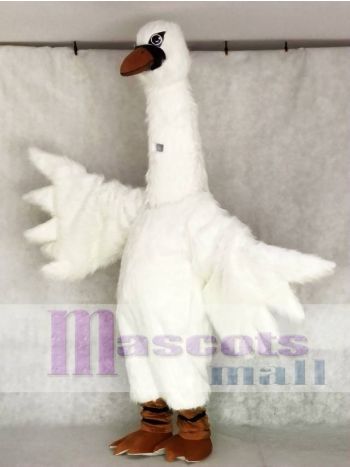 White Swan Mascot Costume with Orange Beak