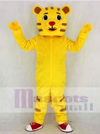 Yellow Cartoon Tiger Mascot Costume with Round Ears