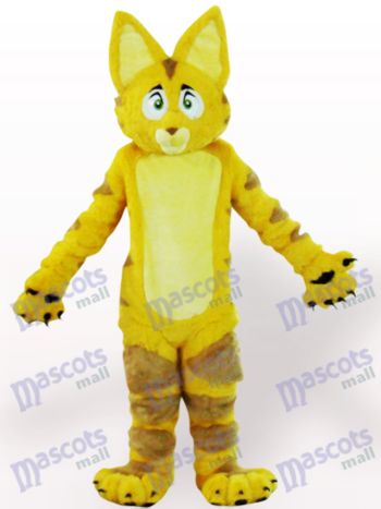 Yellow Cat Mascot Costume with Dark Stripes