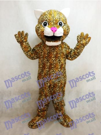 Yellow Leopard Mascot Costume with a Pink Nose