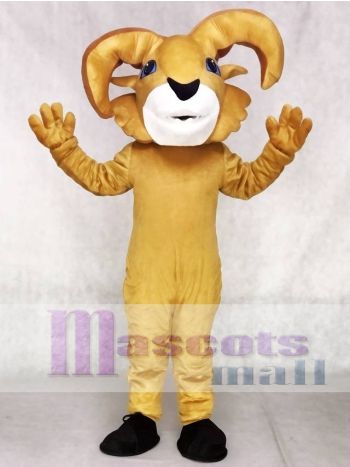 Yellow Ram Mascot Costume with All-Golden Body Suit