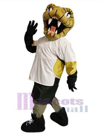 Yellow Viper Snake Mascot Costume with Black Gloves