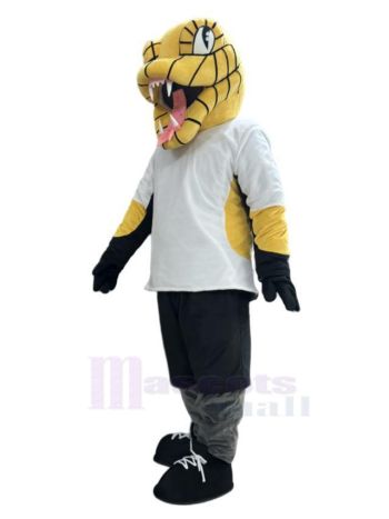 Yellow Viper Snake Mascot Costume in White Shirt